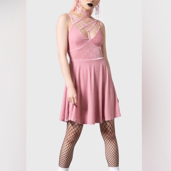 Killstar Pastel Pink Magica Skater Dress - Picture 1 of 9